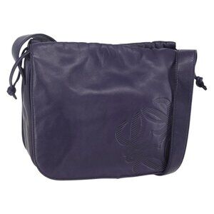 Authentic LOEWE Anagram Shoulder Bag Leather Purple Gold